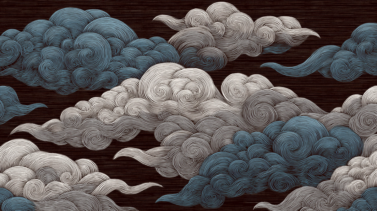 Abstract Swirling Clouds Mural Wallpaper | Textured Monochrome Sky Art