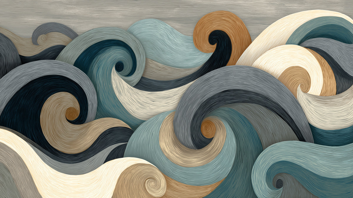 Abstract Earth-Toned Waves Mural Wallpaper | Dynamic Swirling Art