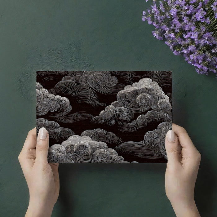 Abstract Swirling Clouds Mural Wallpaper | Moody Monochrome Sky Art