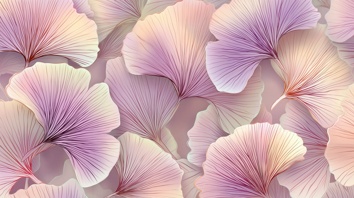 Abstract Pink Ginkgo Leaves Mural Wallpaper | Serene Watercolor Botanical Art