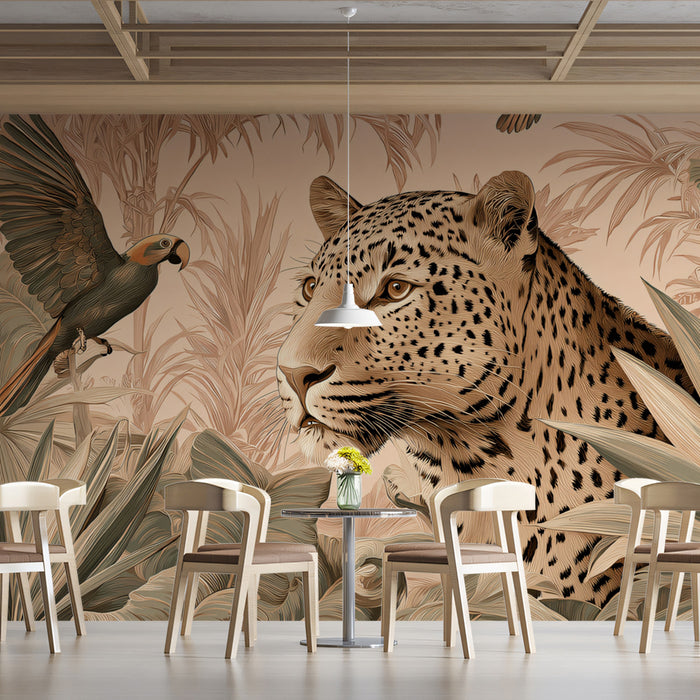 Serene Leopard in Jungle Mural Wallpaper | Classic Safari Wildlife Art
