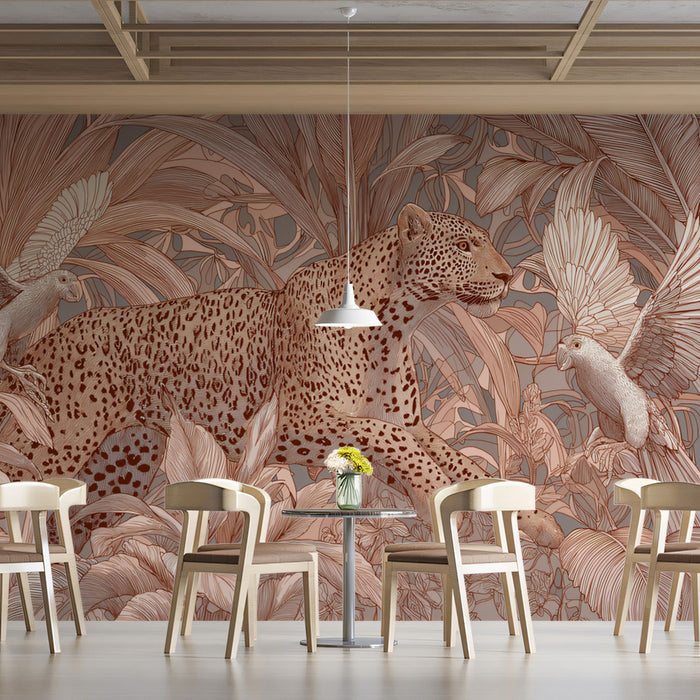 Ethereal Leopard in Jungle Mural Wallpaper | Dreamy Monochrome Safari Scene
