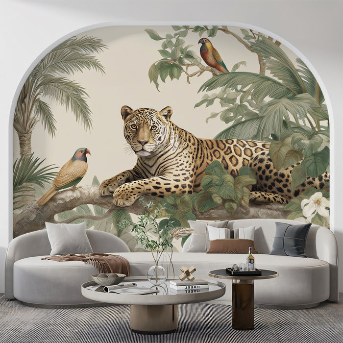 Majestic Leopard in Jungle Mural Wallpaper | Classic Safari Wildlife Art