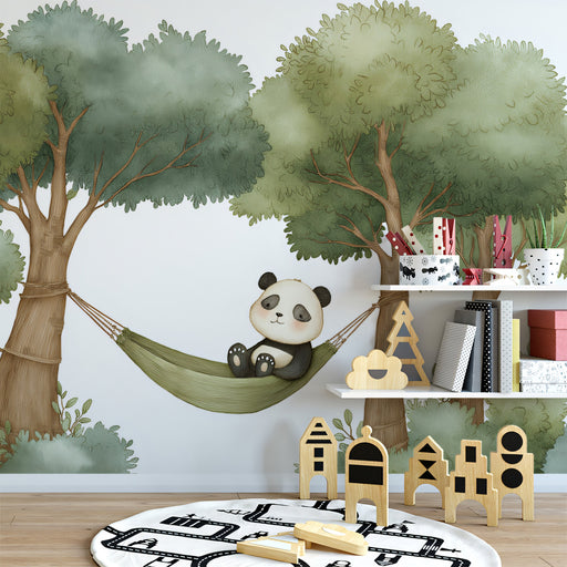 Panda in Hammock Mural Wallpaper
