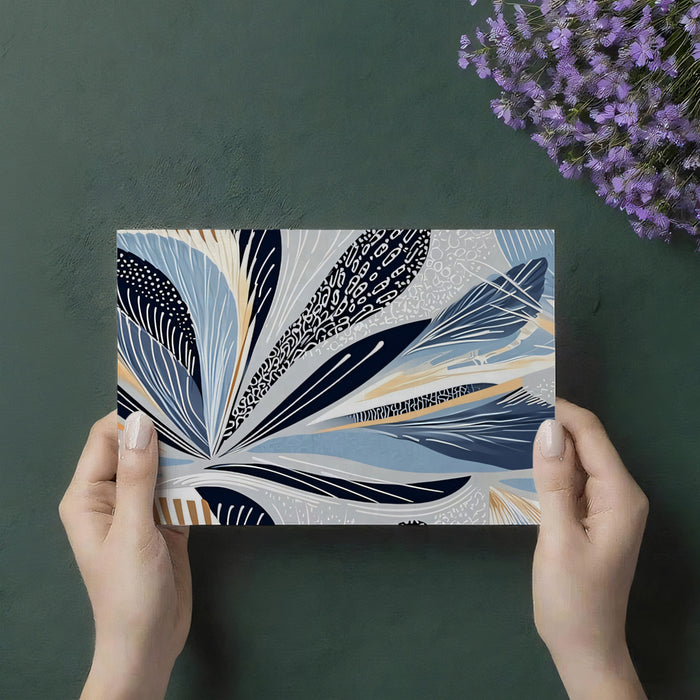 Abstract Teal & Orange Floral Mural Wallpaper | Modern Botanical Art with Intricate Patterns