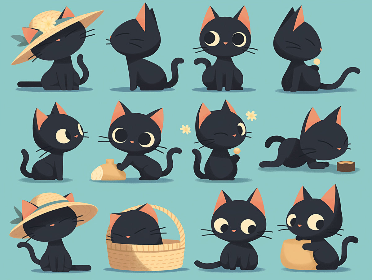 Black Cat and Autumn Leaves Mural Wallpaper in bedroom | Black, Orange, and Yellow Cat -3