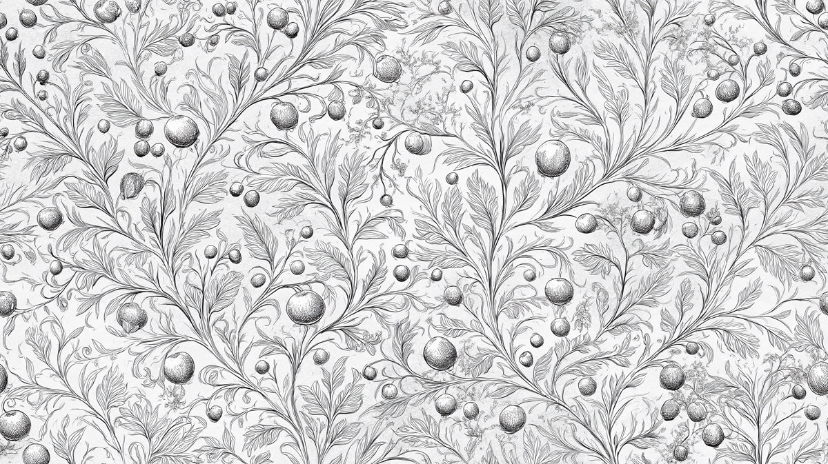 Orchard Branch Mural Wallpaper | Classic Black & White Botanical