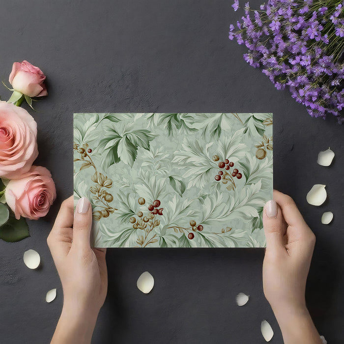 Autumn Berry Vine Mural Wallpaper | Vintage Nature Pattern