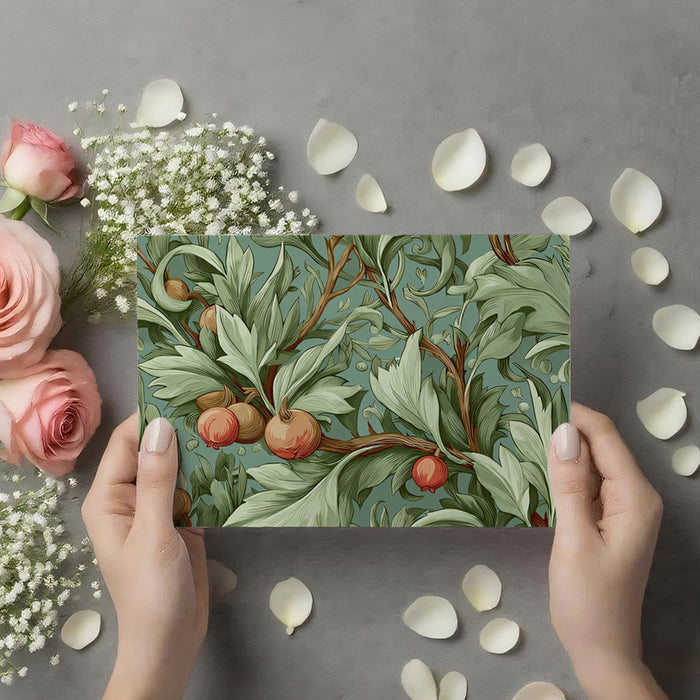 Orchard Fruit & Leaf Mural Wallpaper | Art Nouveau Botanical Art