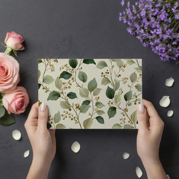 Eucalyptus & Berry Vine Mural Wallpaper | Earthy Botanical Pattern