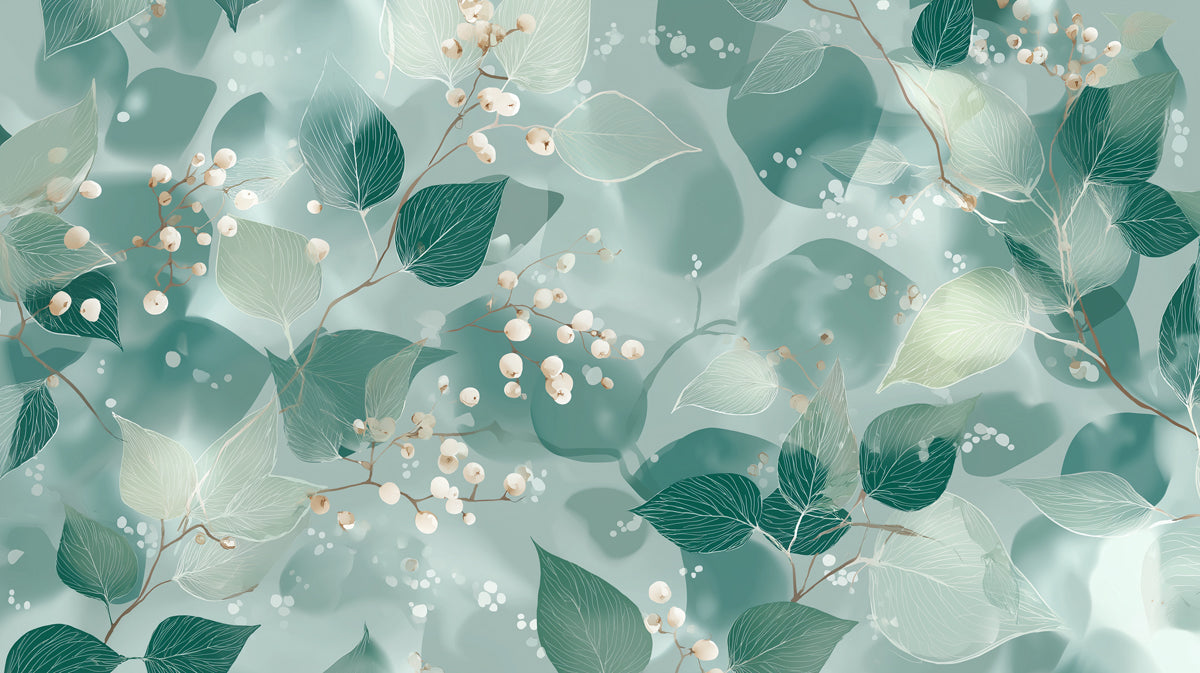 Misty Foliage & Berries Mural Wallpaper | Ethereal Watercolor Art