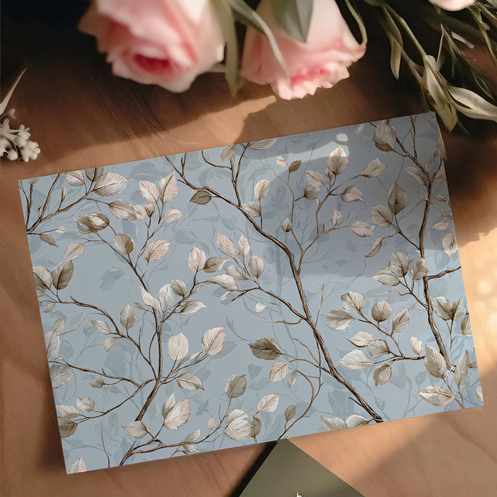 Subtle Twig & Leaf Mural Wallpaper | Rustic Minimalist