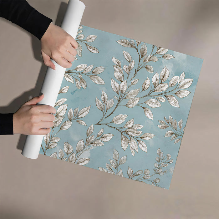 Ethereal Leafy Branch Mural Wallpaper | Watercolor Botanical Sketch