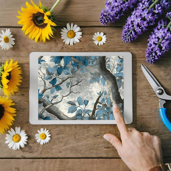 Mystical Forest Mural Wallpaper | Artful Blue Foliage