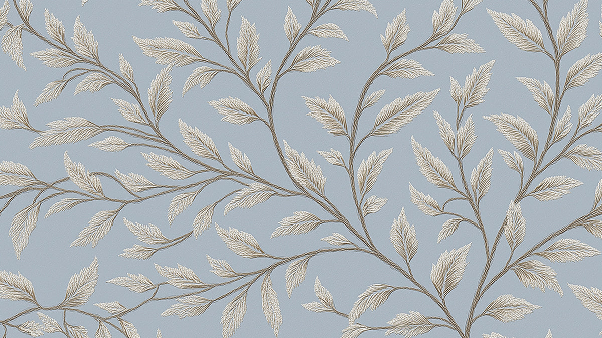 Twining Vine Mural Wallpaper | Subtle Blue & Beige