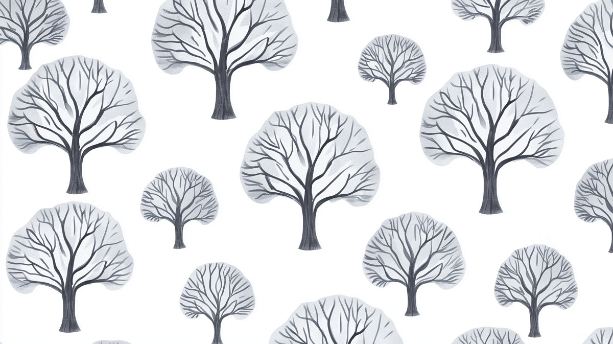 Winter Trees Pattern Mural Wallpaper | Charming Gray & White