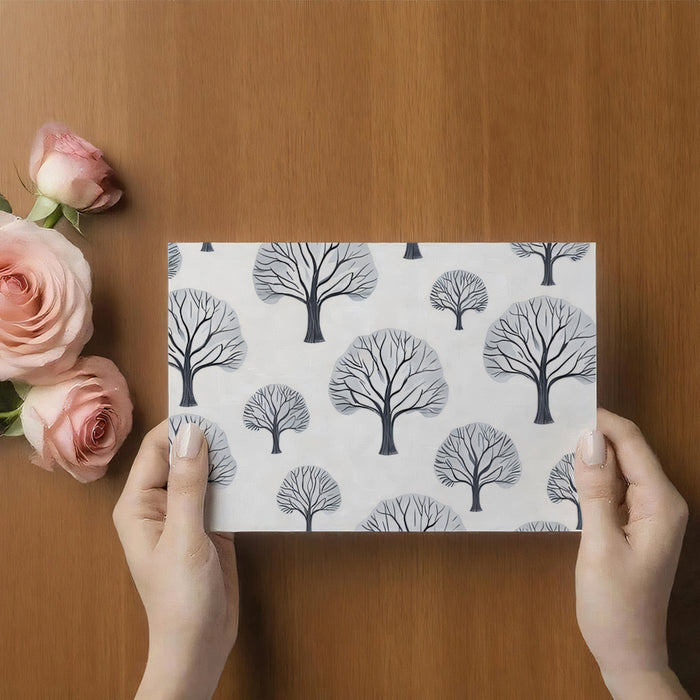 Winter Trees Pattern Mural Wallpaper | Charming Gray & White