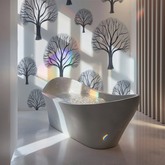 Winter Trees Pattern Mural Wallpaper | Charming Gray & White