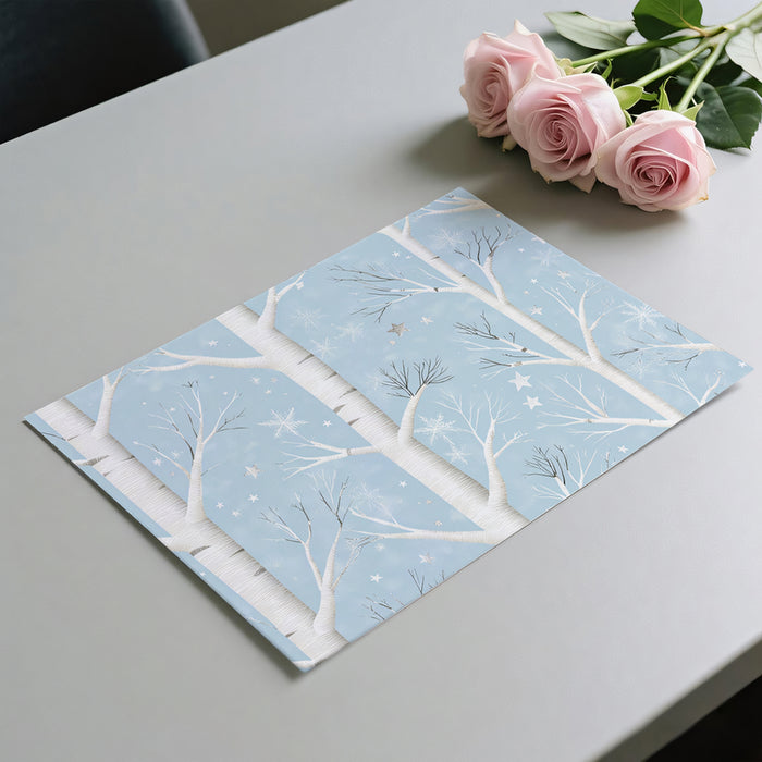 Whimsical Birch Forest Mural Wallpaper | Starry Winter Scen