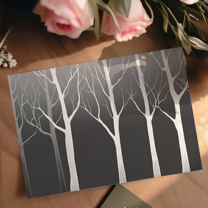 Modern Birch Forest Mural Wallpaper | Gray & White Abstract