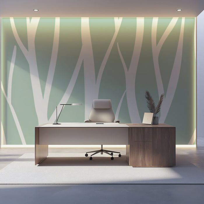 Minimalist Twig Mural Wallpaper | Modern Natural Pattern