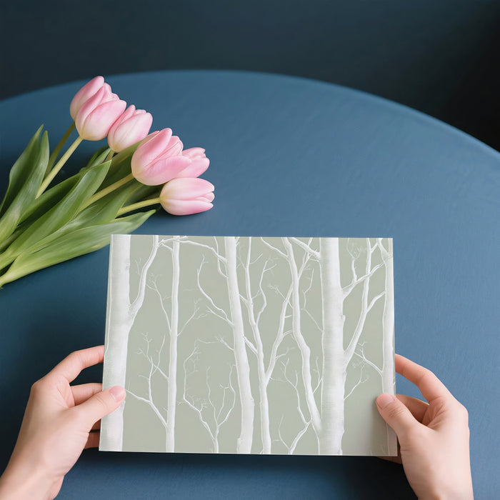 Misty White Birch Mural Wallpaper | Ethereal Forest Grove