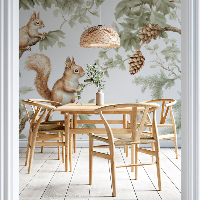 Woodland Critters Mural Wallpaper | Charming Forest Scene
