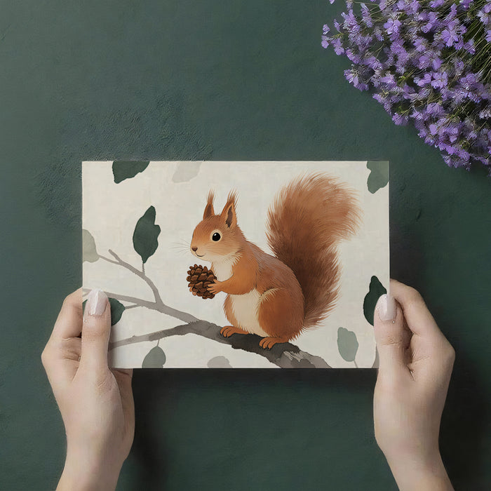Woodland Squirrel Mural Wallpaper | Charming Watercolor Art