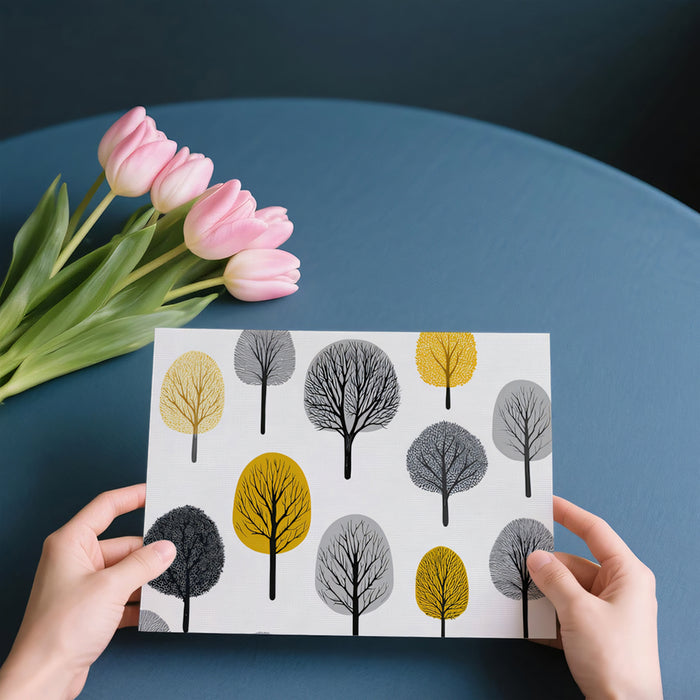 Autumn Grove Mural Wallpaper | Modern Mid-Century Trees