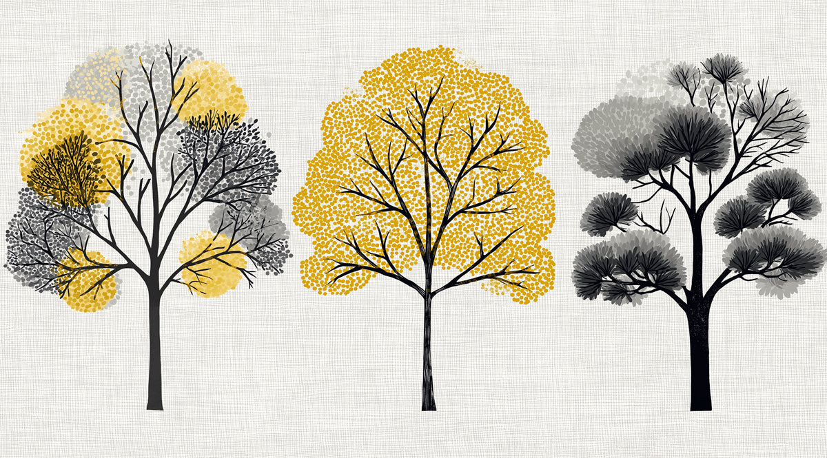 Modern Abstract Trees Mural Wallpaper | Geometric Autumn Forest