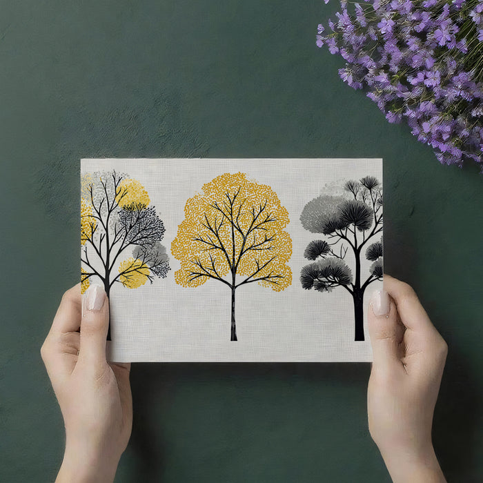 Modern Abstract Trees Mural Wallpaper | Geometric Autumn Forest