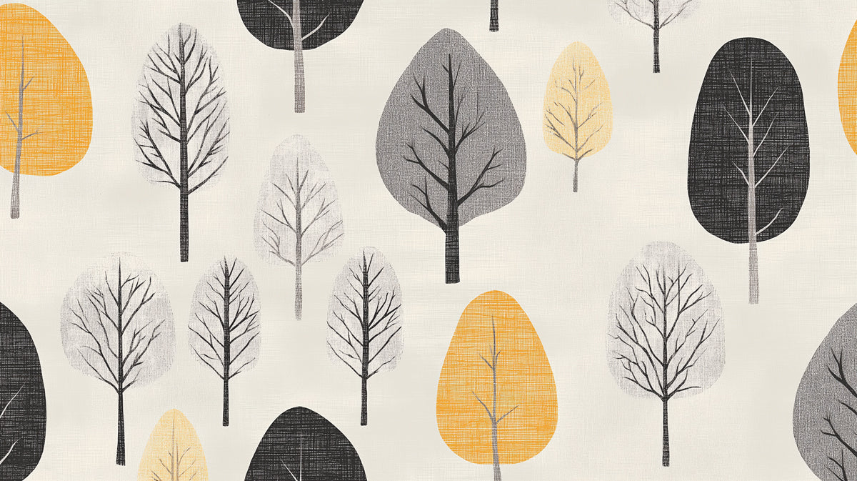 Autumn Grove Mural Wallpaper | Modern Mid-Century Trees