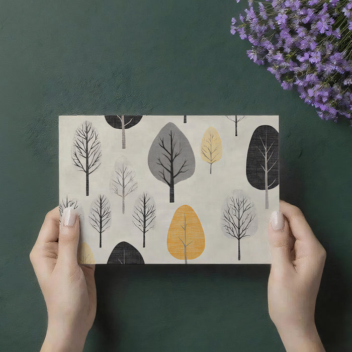 Autumn Grove Mural Wallpaper | Modern Mid-Century Trees