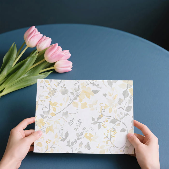 Golden Floral Vine Mural Wallpaper | Shabby Chic Botanical