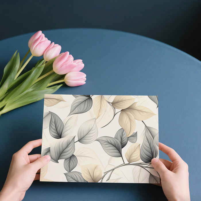 Taupe & Beige Leaf Mural Wallpaper | Artful Botanical Design