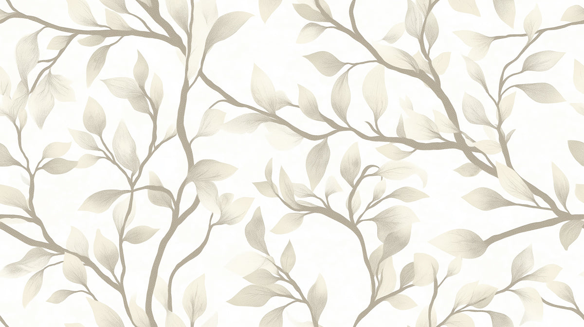 Neutral Leaf & Twig Mural Wallpaper | Minimalist Botanical
