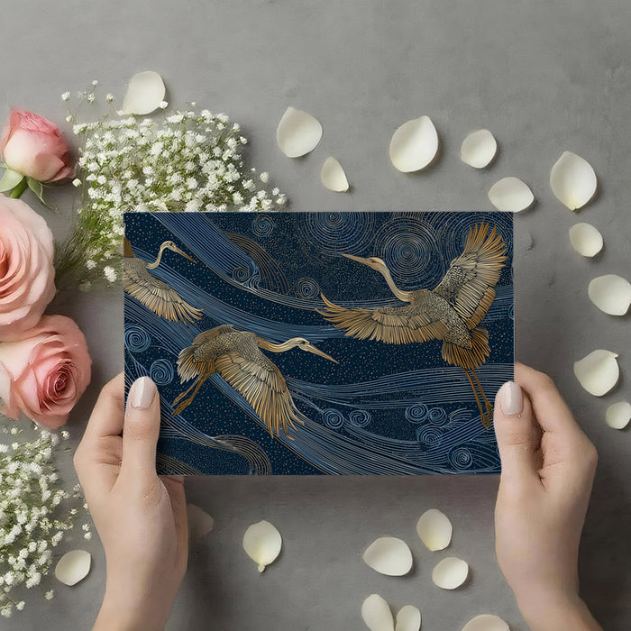 Ethereal Cranes & Swirls Mural Wallpaper | Dreamy Night Sky