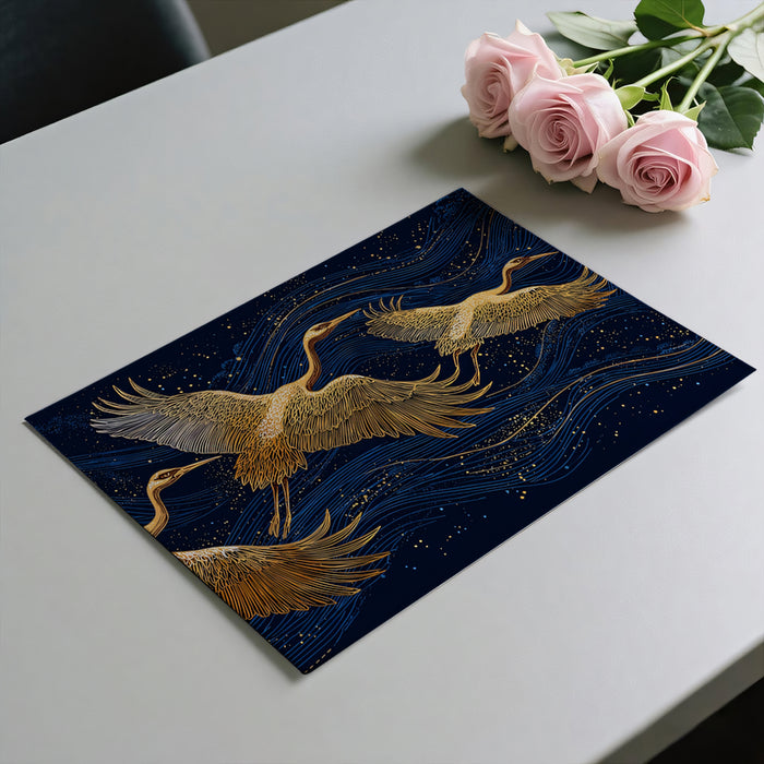 Gilded Cranes & Clouds Mural Wallpaper | Luxurious Serenity