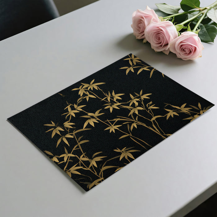 Elegant Golden Bamboo Mural Wallpaper | Dark Botanical Pattern