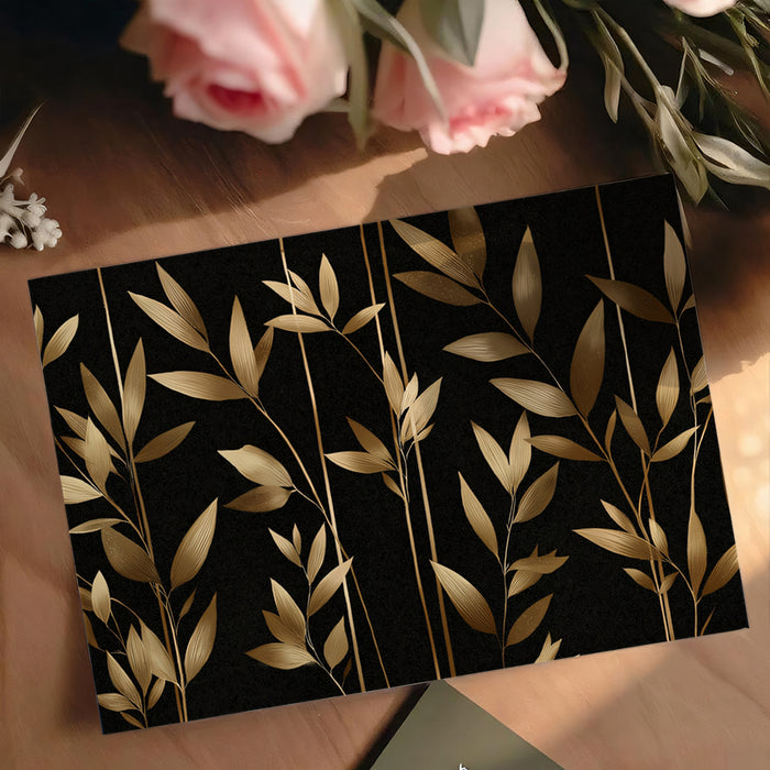 Golden Bamboo on Black Mural Wallpaper | Modern Botanical Art