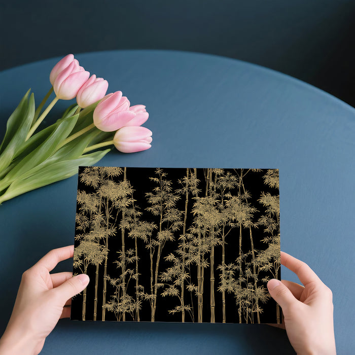 Forest of Golden Bamboo Mural Wallpaper | Dark Botanical Art