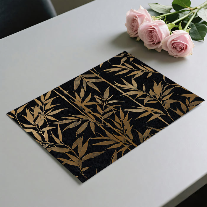 Luxurious Golden Bamboo on Black Mural Wallpaper | Modern Asian Art