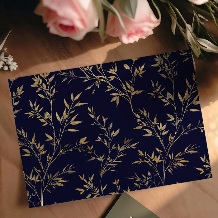 Golden Twig & Leaf Mural Wallpaper | Elegant Asian Inspired