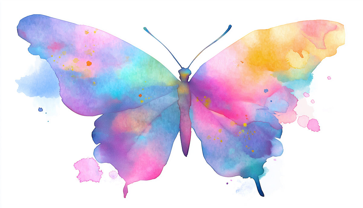 Watercolor Butterfly Mural Wallpaper | Colorful Modern Art