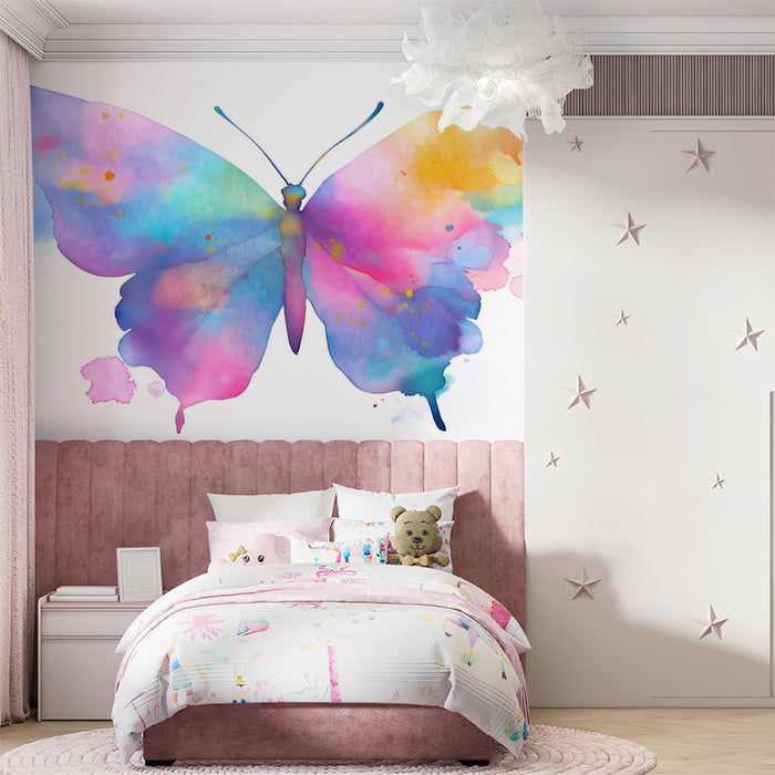 Watercolor Butterfly Mural Wallpaper | Colorful Modern Art
