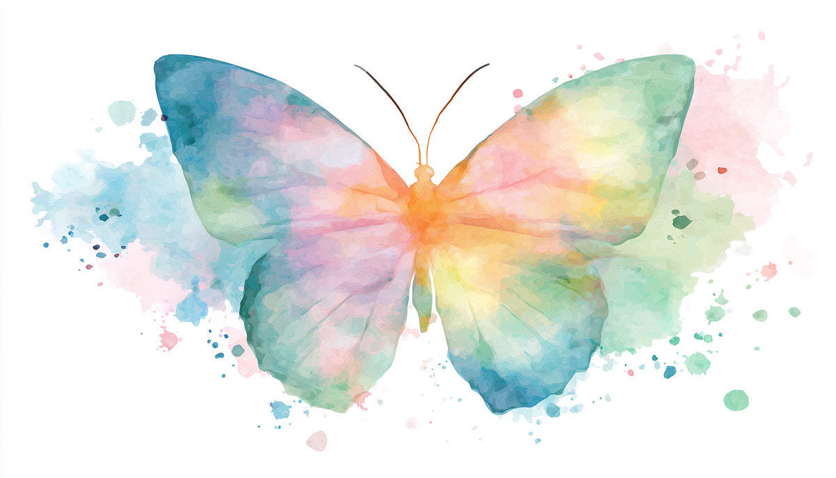 Luminous Watercolor Butterfly Mural Wallpaper | Modern Art