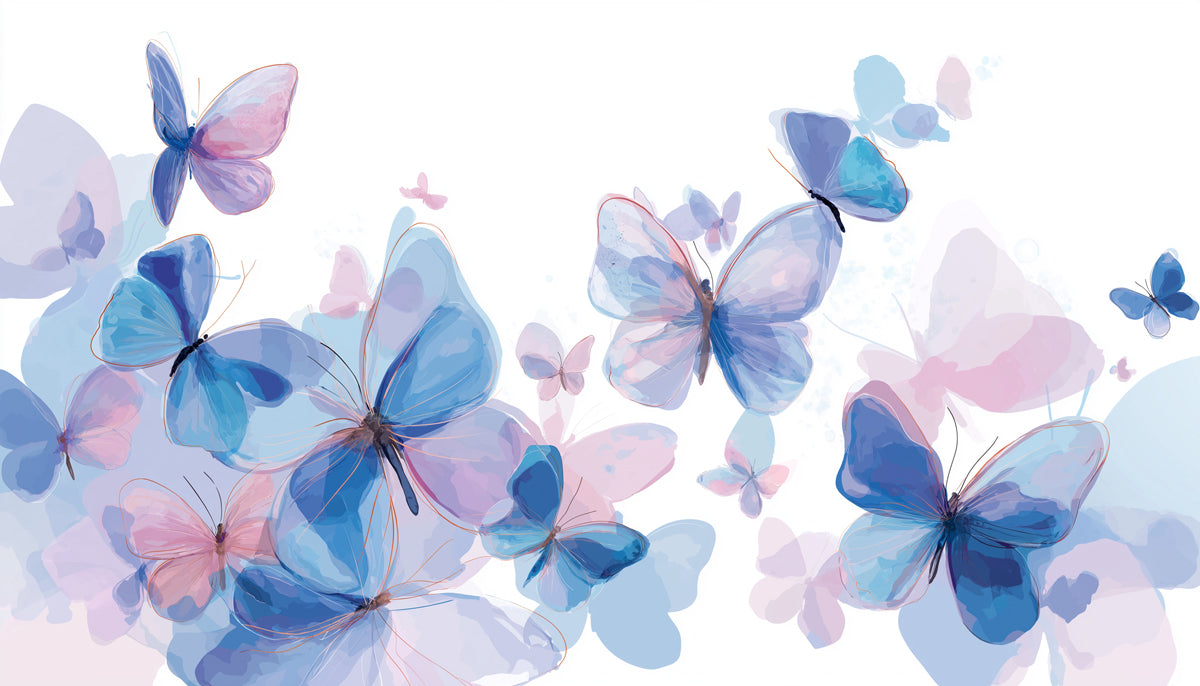 Ethereal Butterfly Swarm Mural Wallpaper | Watercolor Art