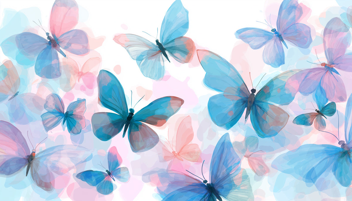Dreamy Butterfly Swarm Mural Wallpaper | Pastel Watercolor Art