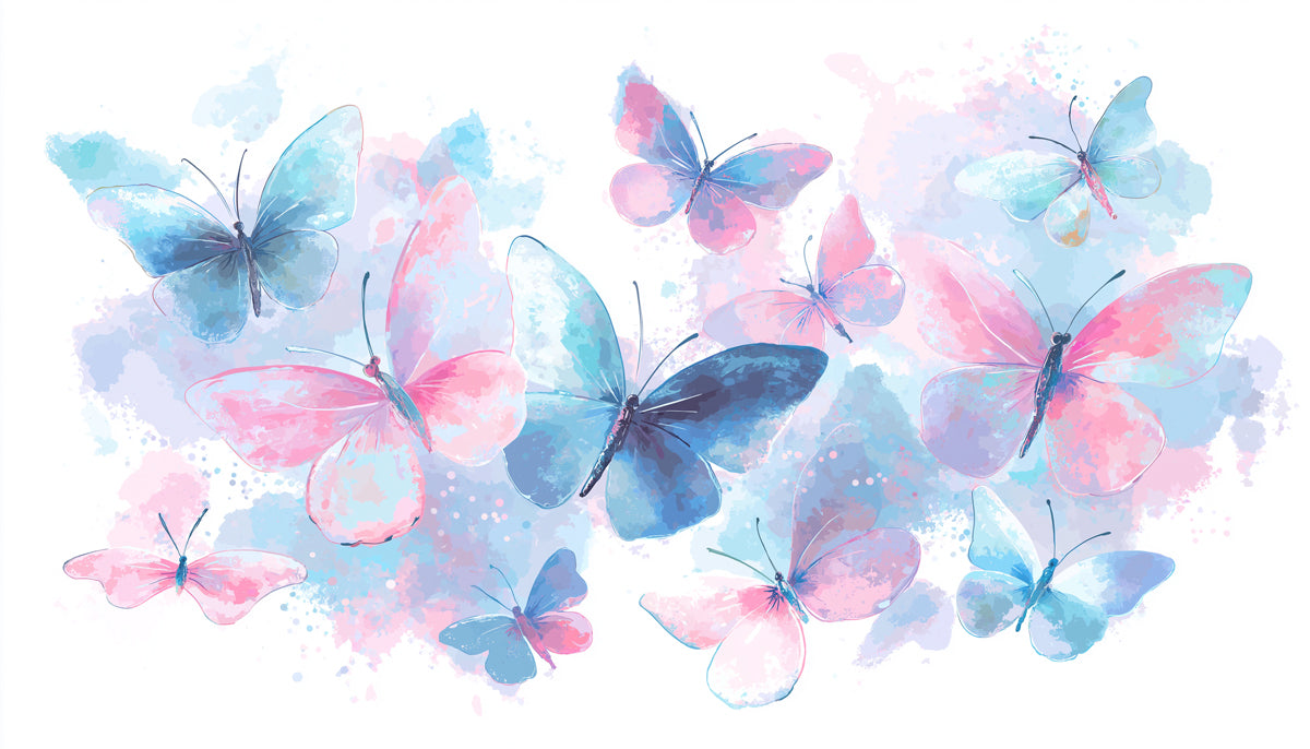 Butterfly Swarm Mural Wallpaper | Watercolor Art