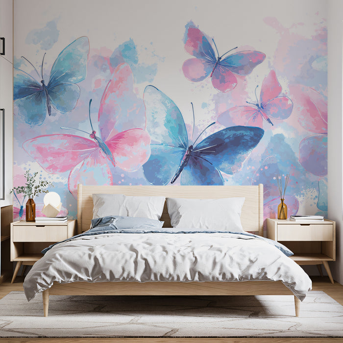 Butterfly Swarm Mural Wallpaper | Watercolor Art